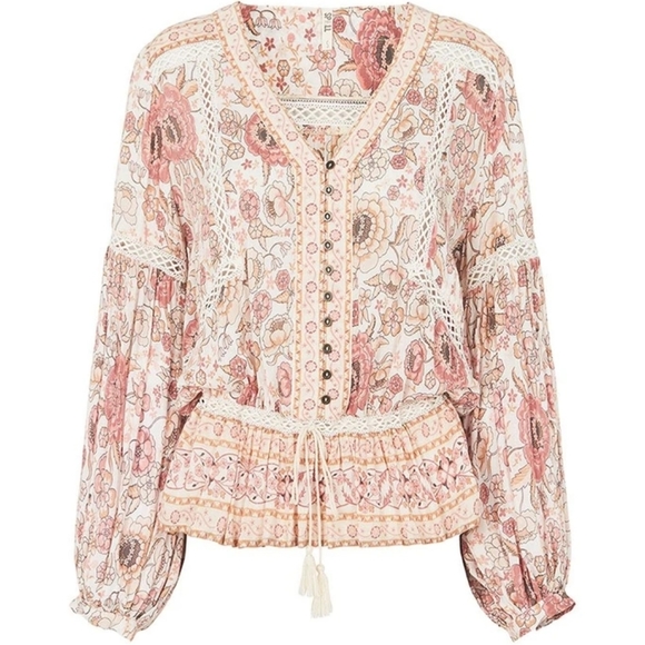 BNWT Spell designs zahara blouse rosewater pink S - Picture 4 of 8